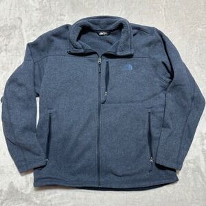 North Face Mens Fleece Jacket Full Zip Blue XL Outdoor Softshell
